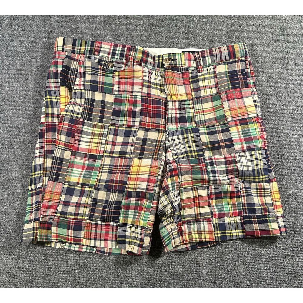 Polo Ralph Lauren Shorts Mens Sz 38 Waist Madras Plaid Patchwork 10" Inseam